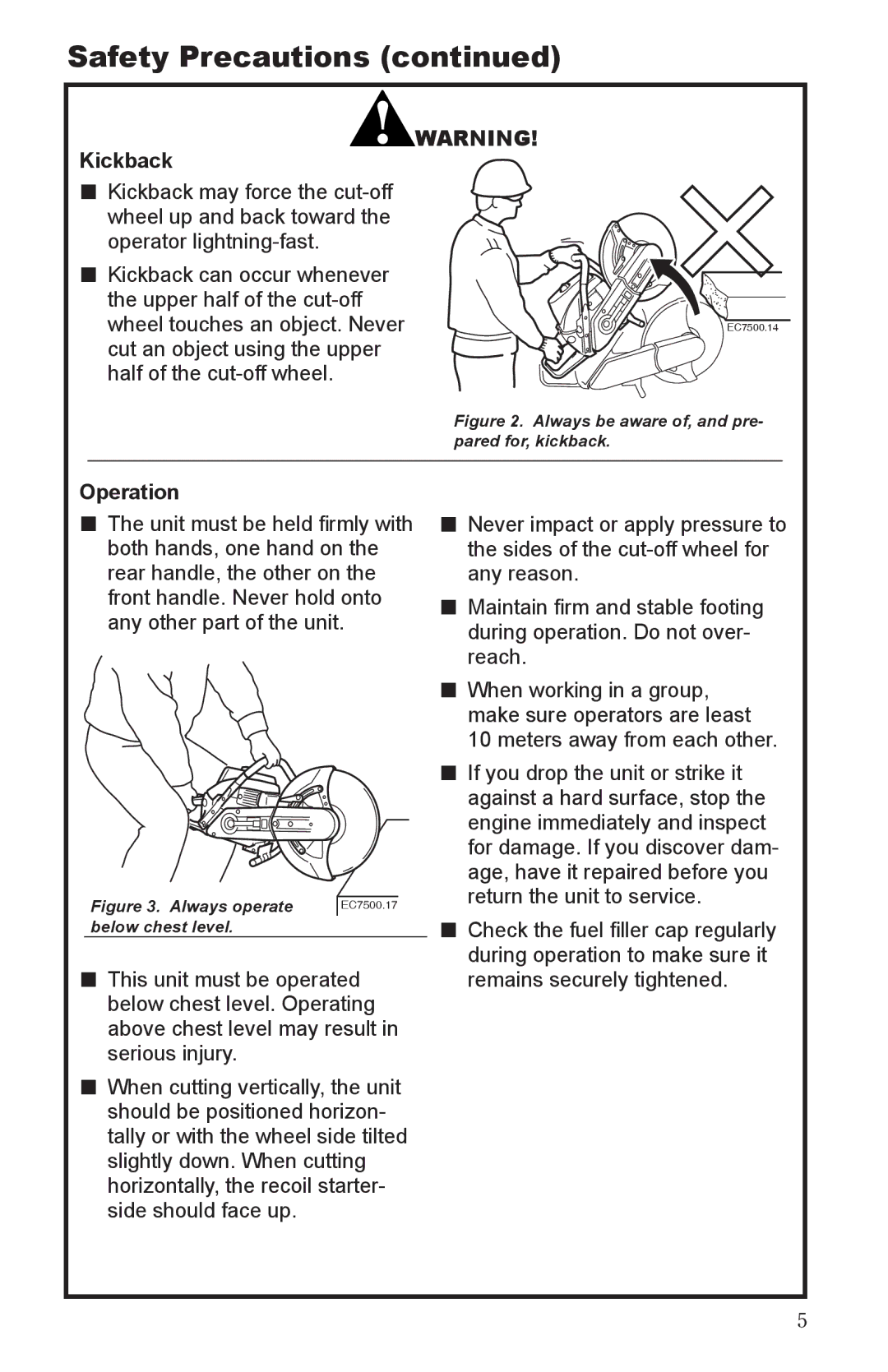 Shindaiwa 68006-94310 manual Kickback, Operation 