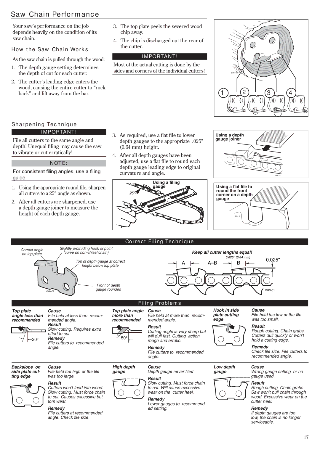 Shindaiwa 502s, 69033-94310 manual Saw Chain Performance, How the Saw Chain Works, Sharpening Technique 