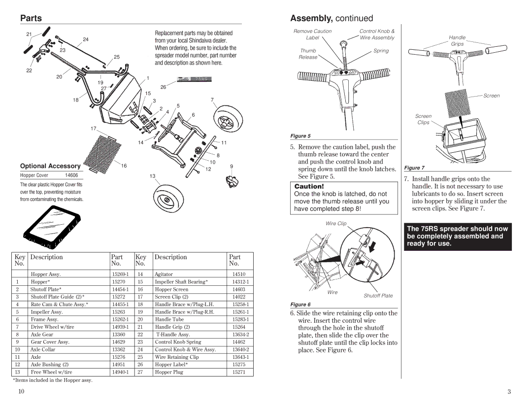 Shindaiwa 75RS, 80045 manual Parts Assembly, Optional Accessory 