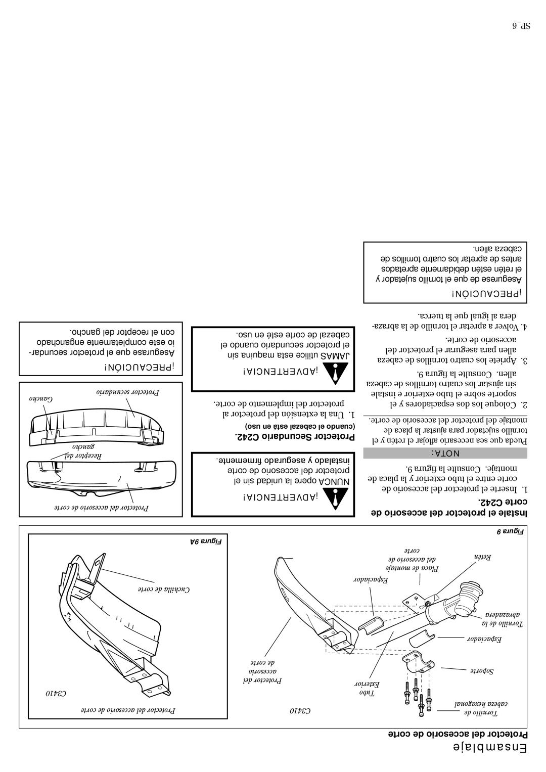 Shindaiwa 81359 manual Ensamblaje, Allen cabeza 