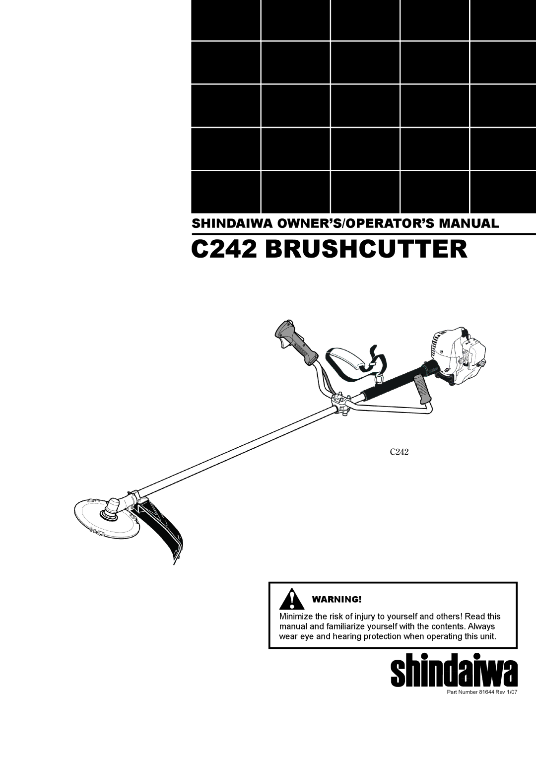 Shindaiwa 81644 manual C242 Brushcutter 