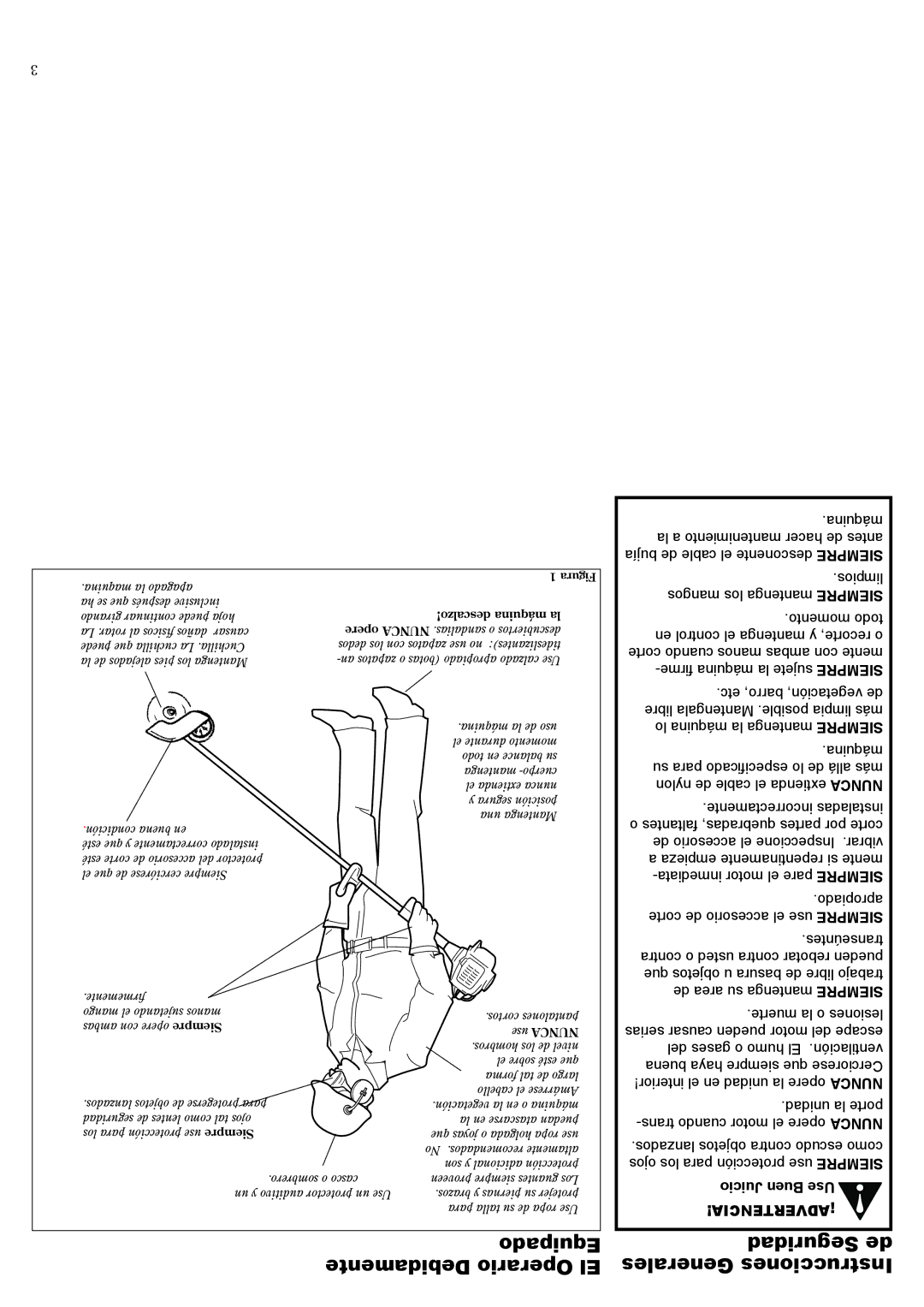 Shindaiwa 81645 manual Juicio Buen Use ¡ADVERTENCIA, Descalzo! máquina la 