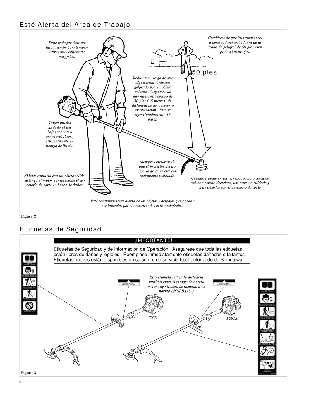 Shindaiwa 81646 manual Esté Alerta del Area de Trabajo, Etiquetas de Seguridad 