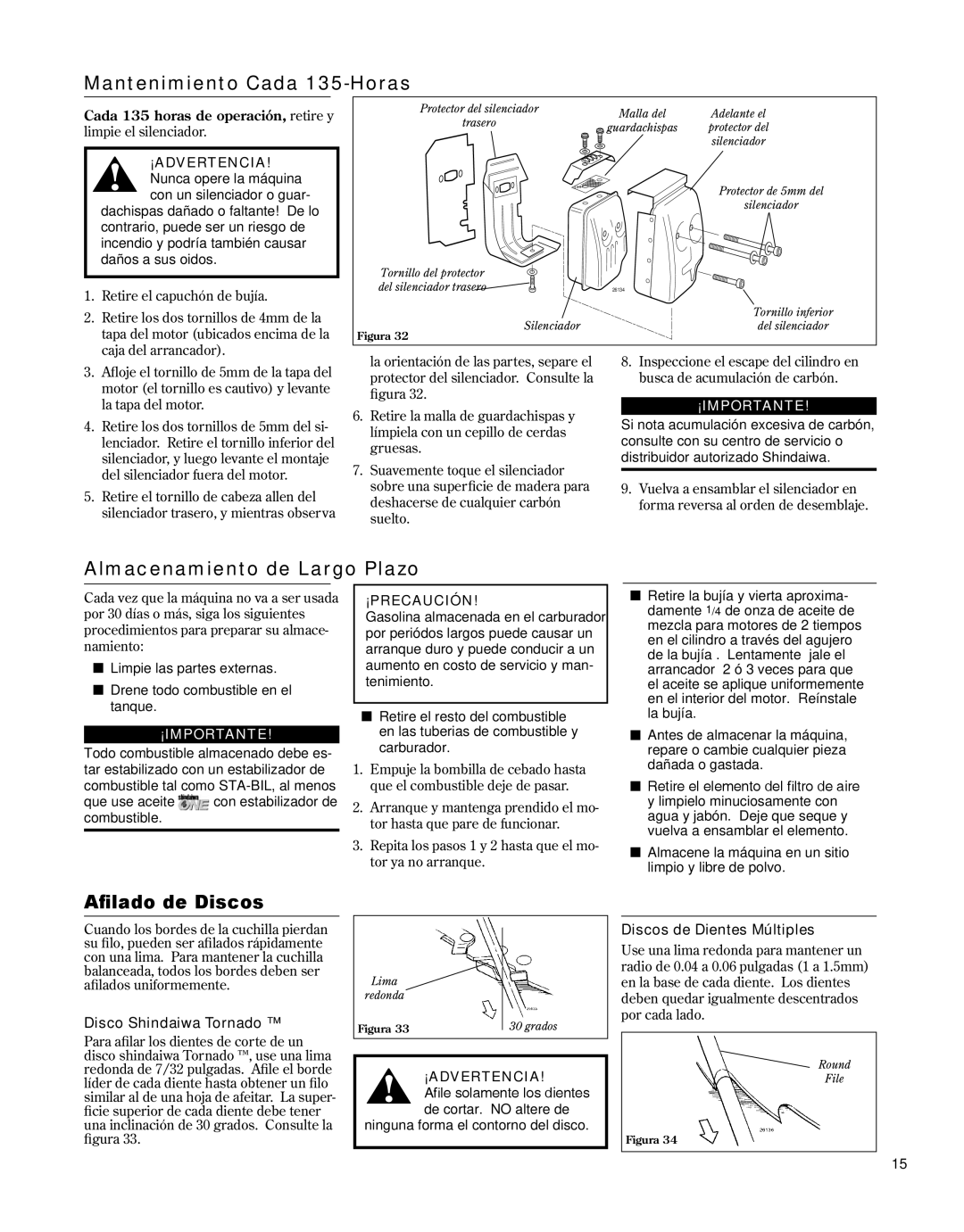 Shindaiwa 81646 Mantenimiento Cada 135-Horas, Almacenamiento de Largo Plazo, Afilado de Discos, Disco Shindaiwa Tornado 