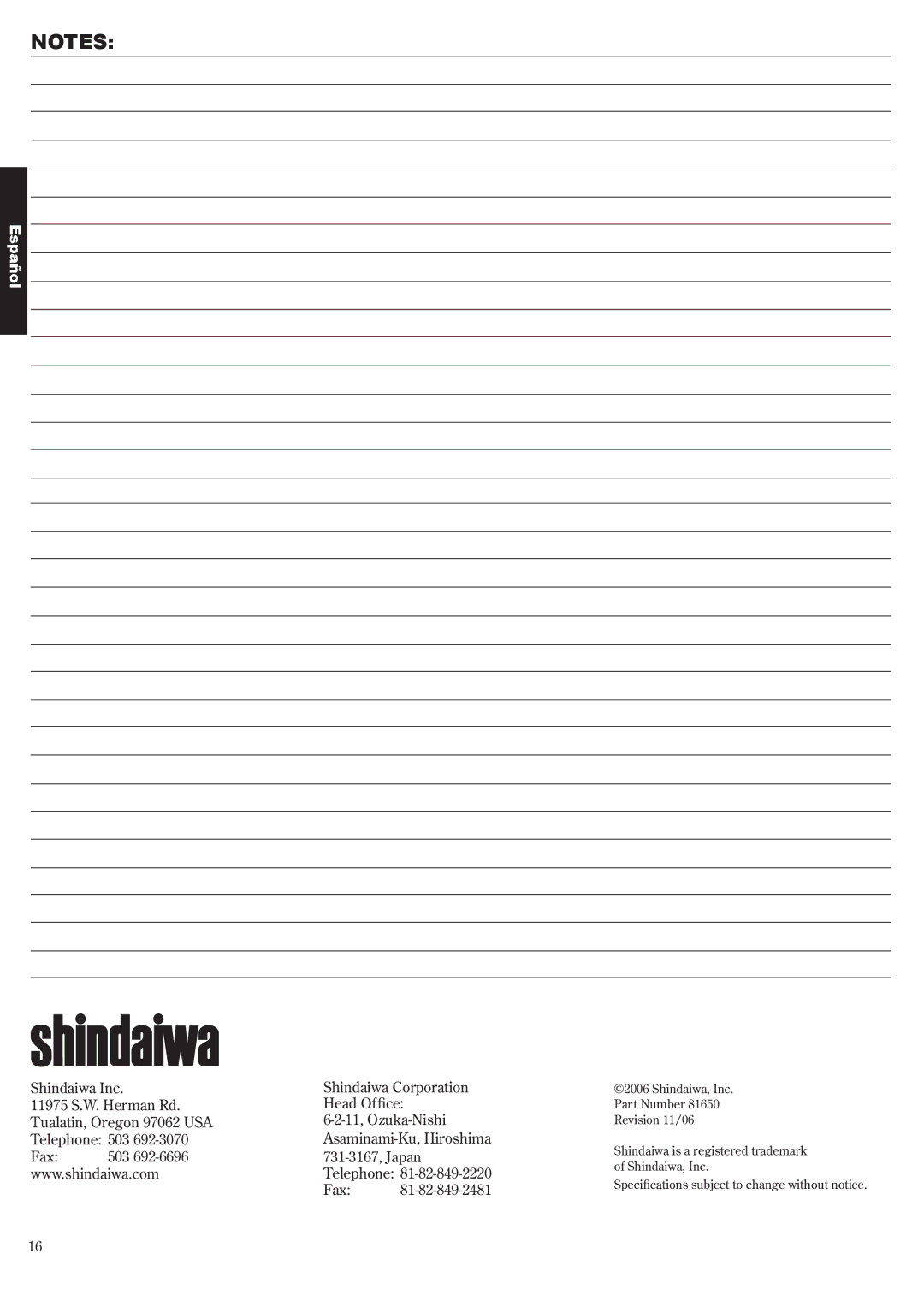 Shindaiwa 81650 manual Español 