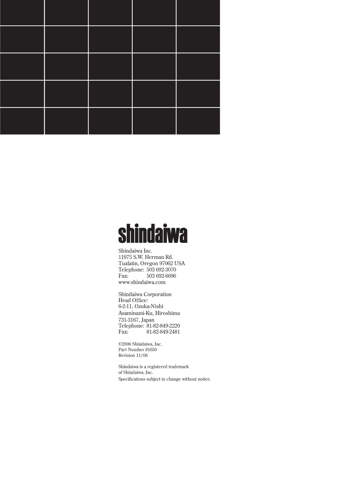 Shindaiwa 81650 manual 