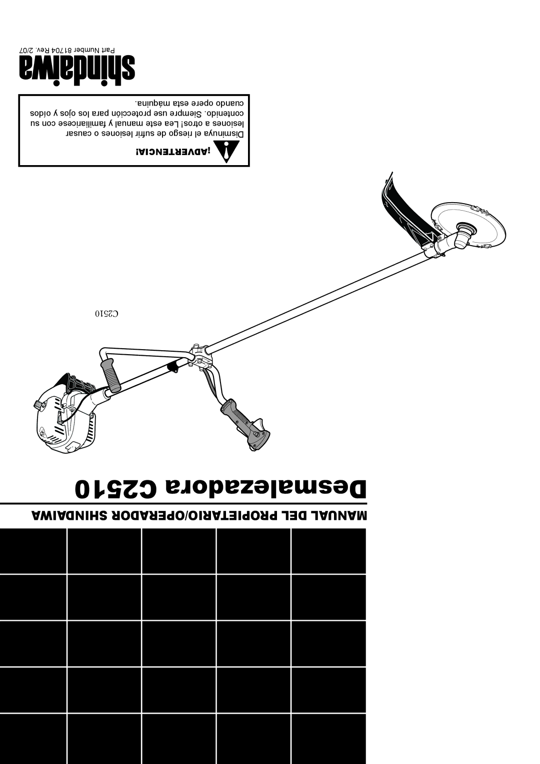 Shindaiwa 81704 manual Orador, C2510 