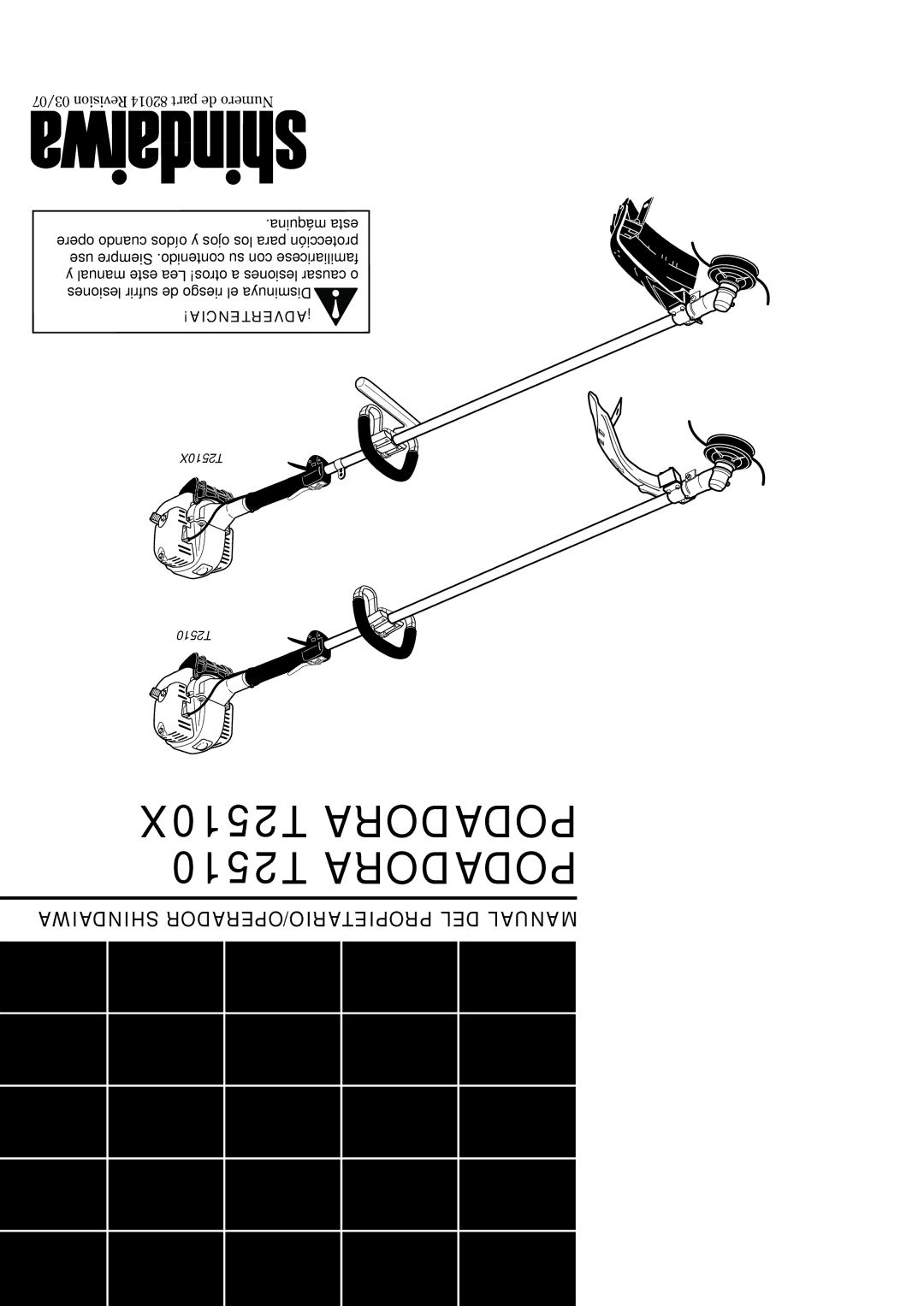 Shindaiwa 82014, T2510X manual OdadoraP 