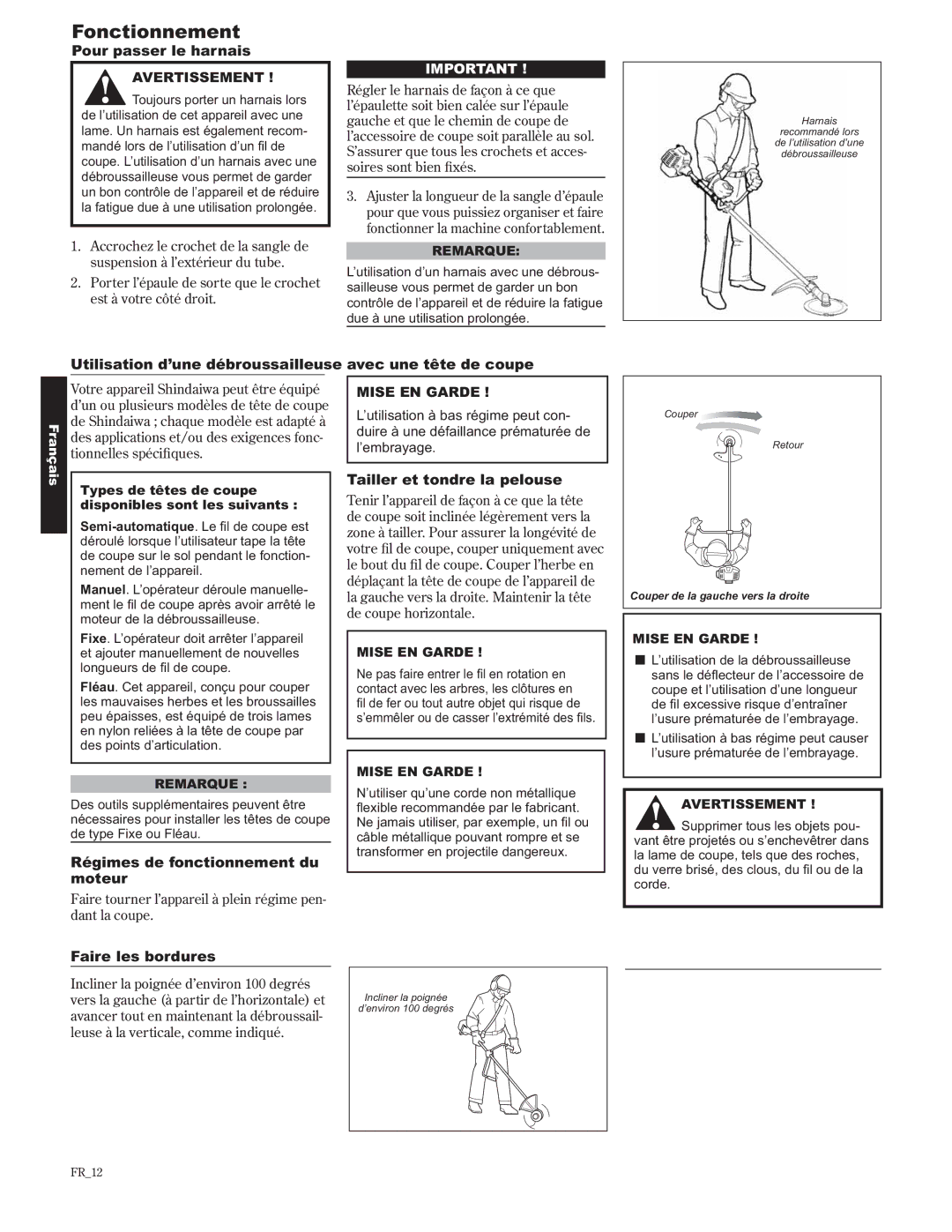 Shindaiwa 89302, C242/EVC manual Fonctionnement 