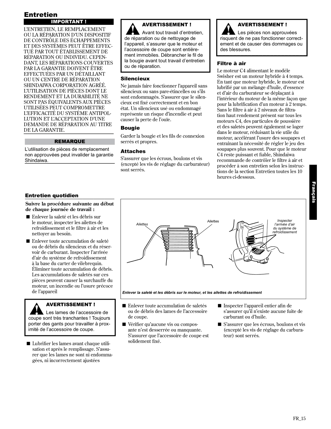 Shindaiwa 89303, C2510/EVC manual Entretien 