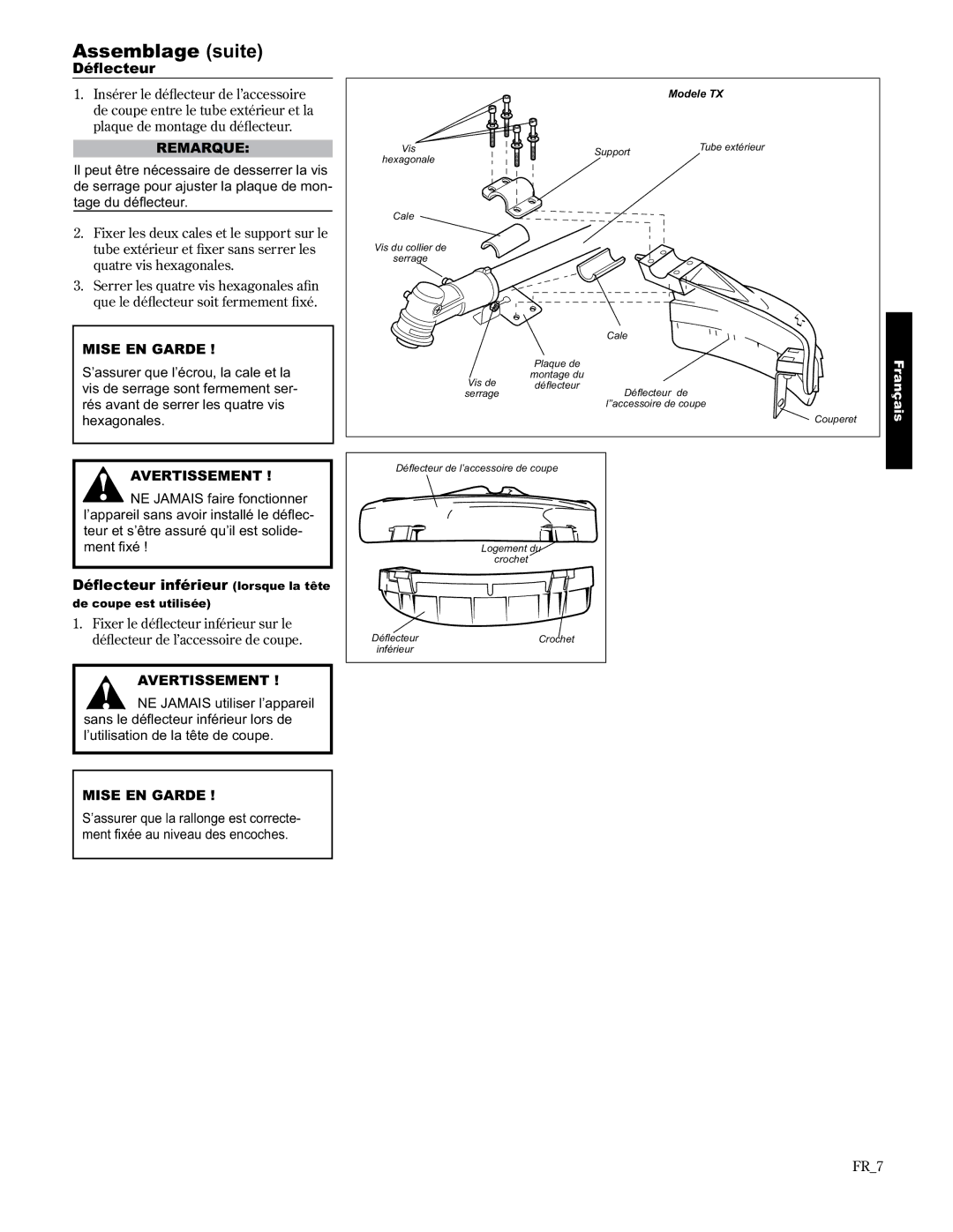 Shindaiwa C3410/EVC, 89304 manual Assemblage suite, Páhfwhxu, PÁHFWHXULQIpULHXUlorsque la tête, FR7, Modele TX 