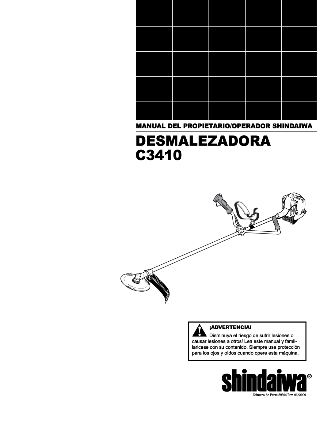 Shindaiwa C3410/EVC, 89304 manual Manual Del Propietario/Operador Shindaiwa, DESMALEZADORA C3410, ¡Advertencia 