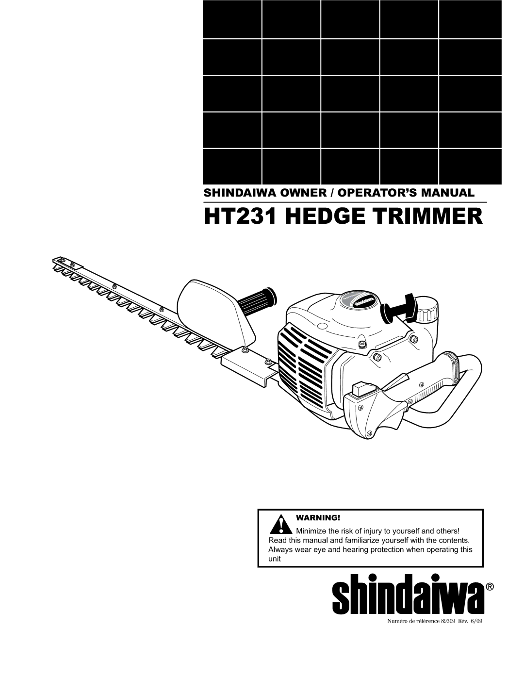 Shindaiwa 89309 manual HT231 Hedge Trimmer 