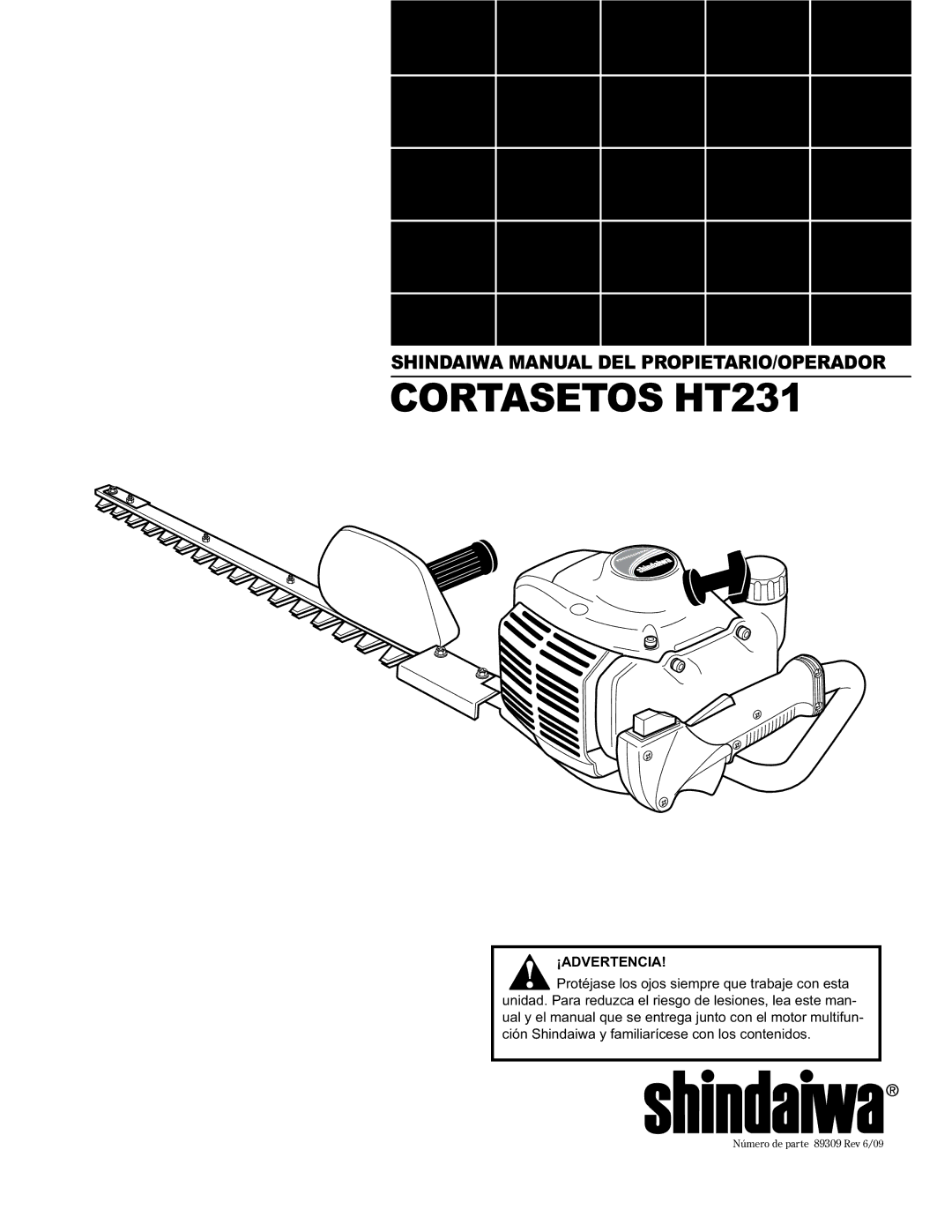 Shindaiwa 89309 manual Cortasetos HT231, ¡Advertencia 