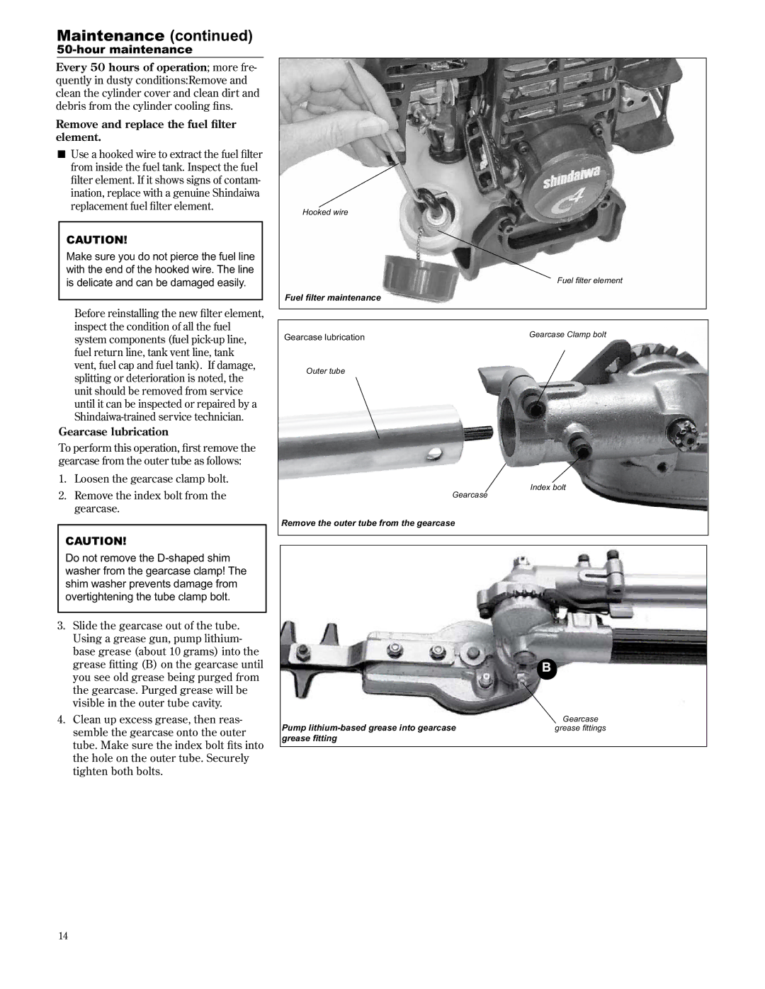 Shindaiwa AH2510/EVC, 89310 manual Remove and replace the fuel ﬁlter element, Xho¿OwhuPdlqwhqdqfh 