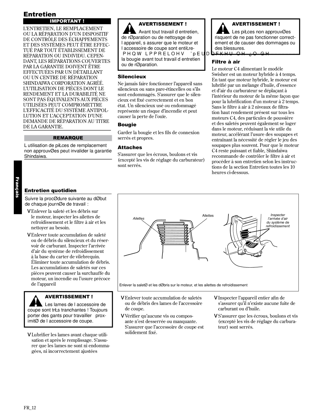 Shindaiwa AH2510/EVC, 89310 manual Entretien 