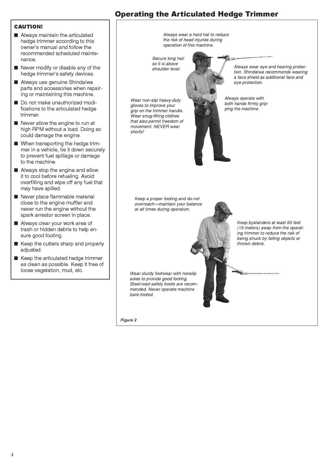 Shindaiwa AHS2510, 68800-94313 manual Operating the Articulated Hedge Trimmer 