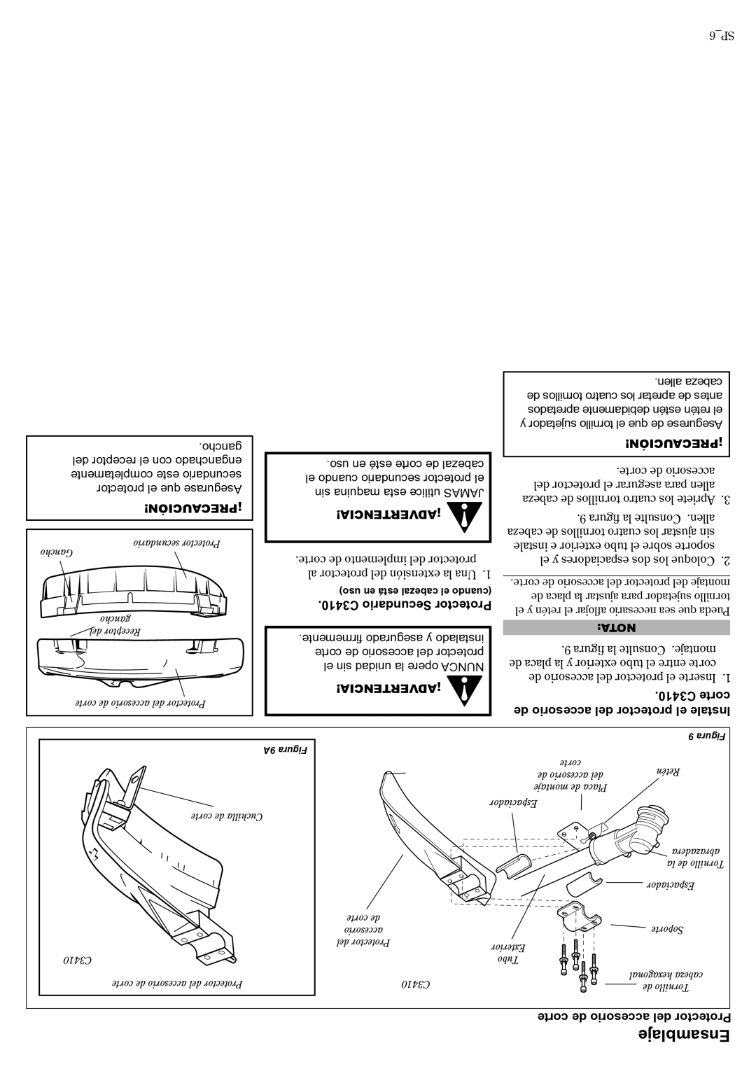 Shindaiwa 81188, C3410 manual Ensamblaje, 6SP 