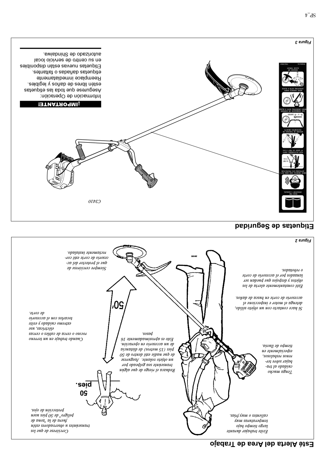 Shindaiwa 81188, C3410 manual Seguridad de Etiquetas, Trabajo de Area del Alerta Esté 