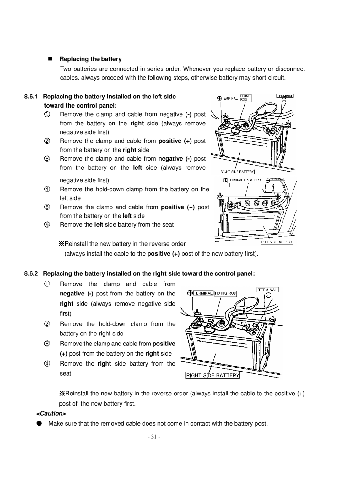 Shindaiwa DG1000MI manual Replacing the battery 