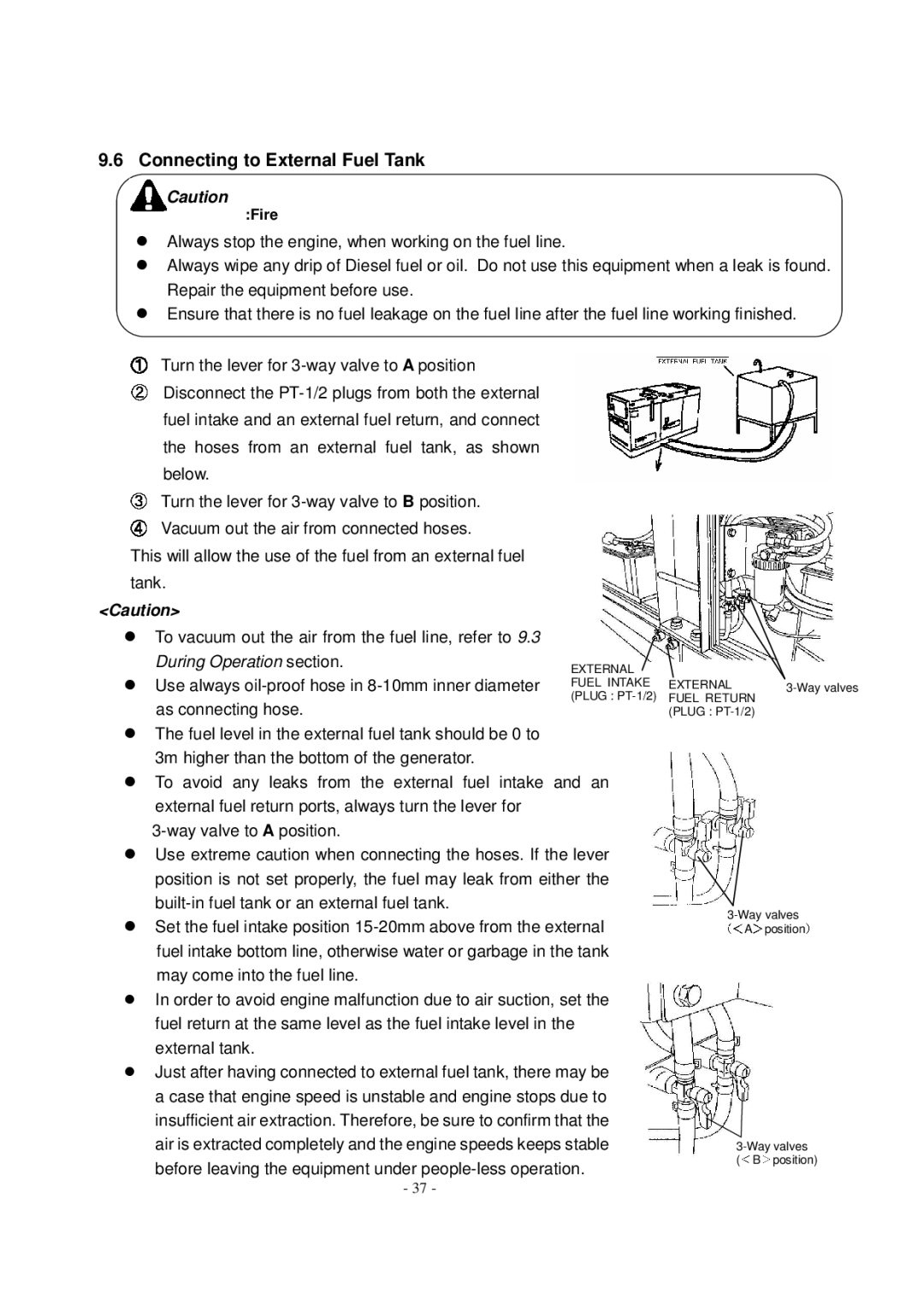 Shindaiwa DG1000MI manual Connecting to External Fuel Tank, During Operation section 