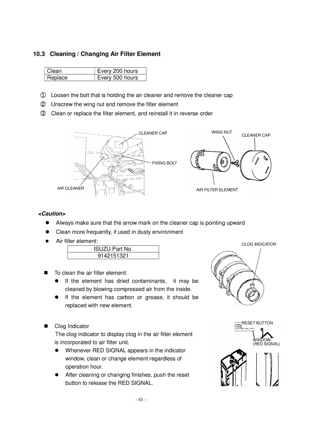 Shindaiwa DG1000MI manual Cleaning / Changing Air Filter Element 