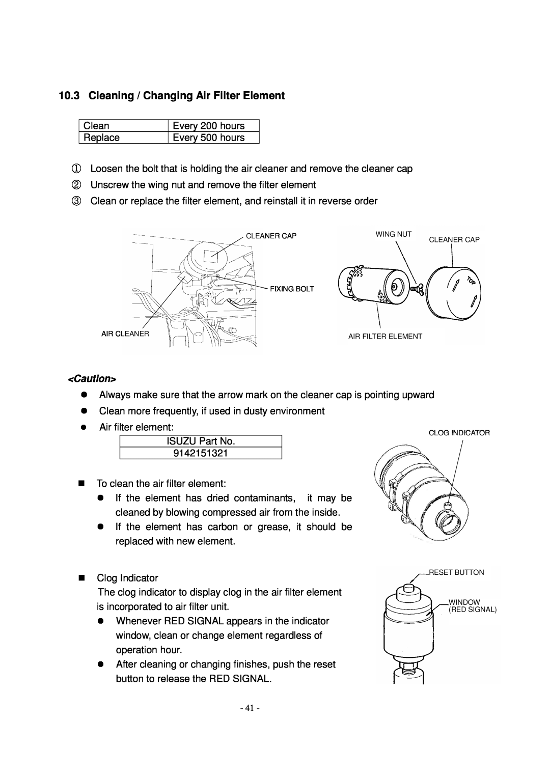 Shindaiwa DG1000MI manual ① ② ③, Cleaning / Changing Air Filter Element 