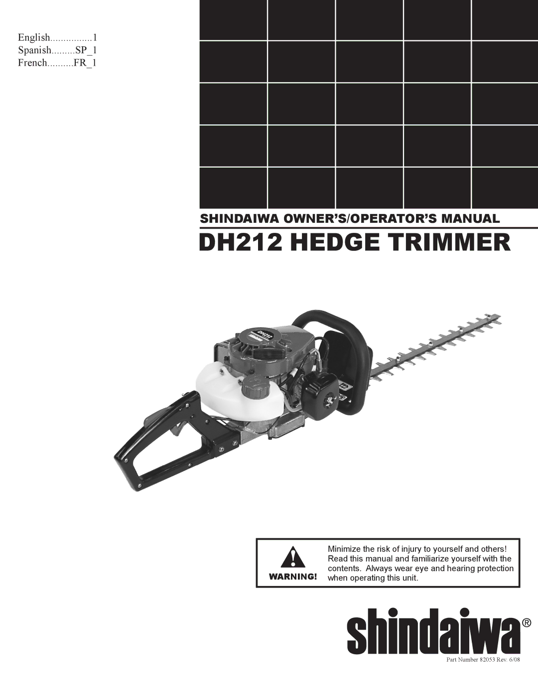 Shindaiwa 82053 manual DH212 Hedge Trimmer 