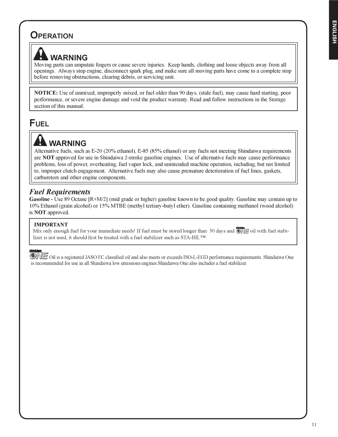 Shindaiwa 82053, DH212 manual Fuel Requirements, Operation 