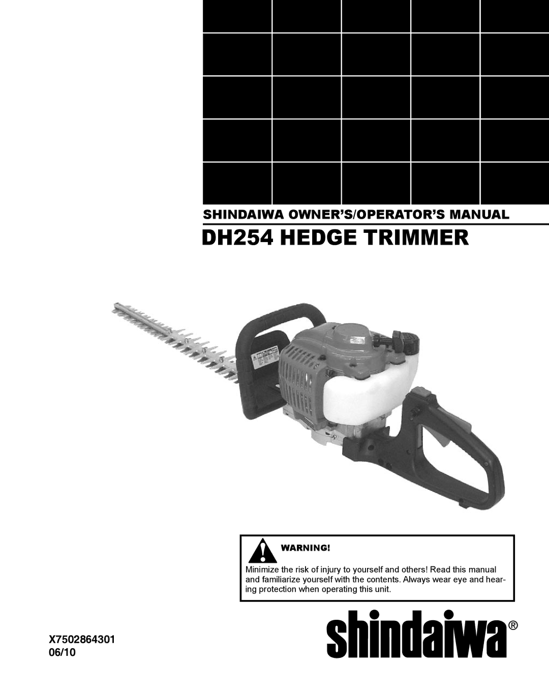Shindaiwa X7502864301 manual DH254 Hedge Trimmer 
