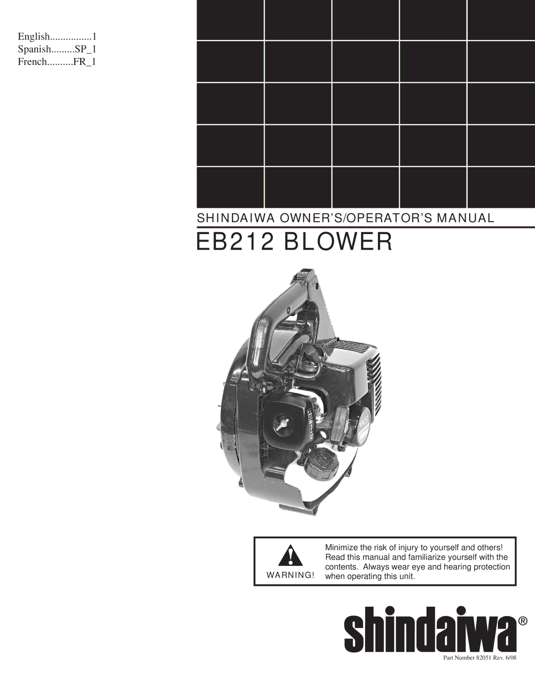 Shindaiwa 82051 manual EB212 Blower 