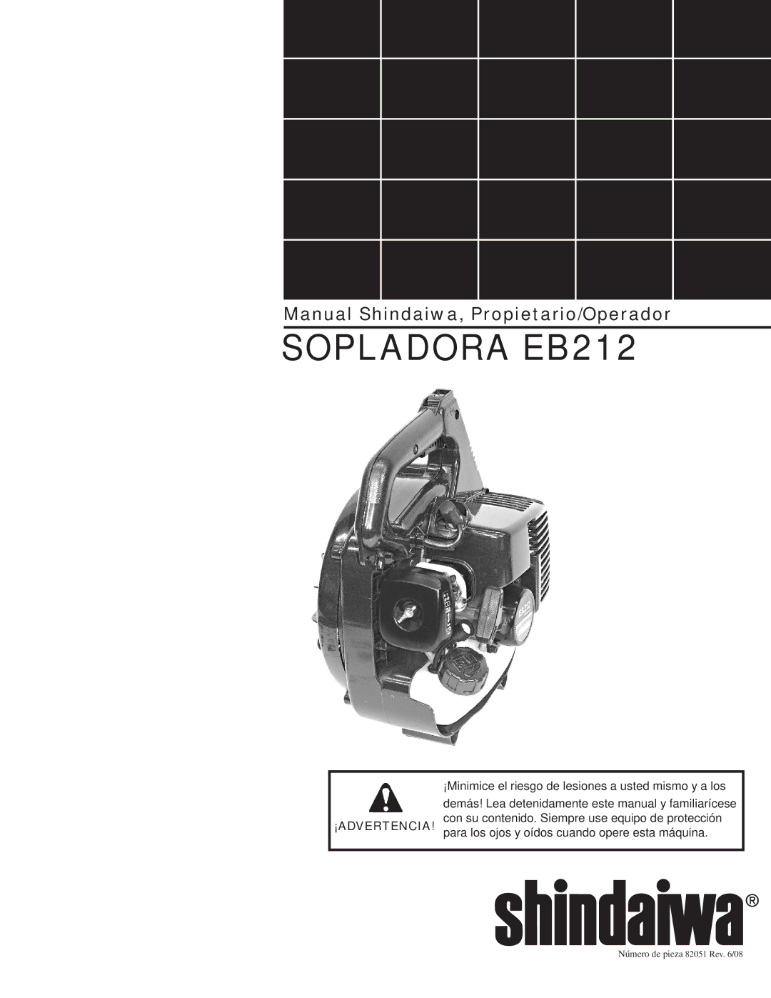 Shindaiwa 82051 manual Sopladora EB212 