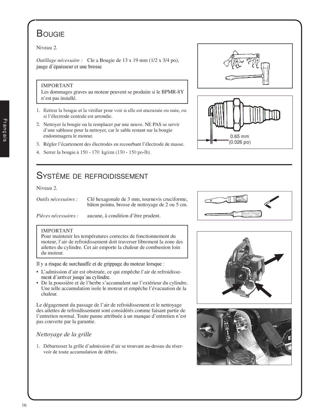 Shindaiwa EB212, 82051 manual Bougie, Système de refroidissement 