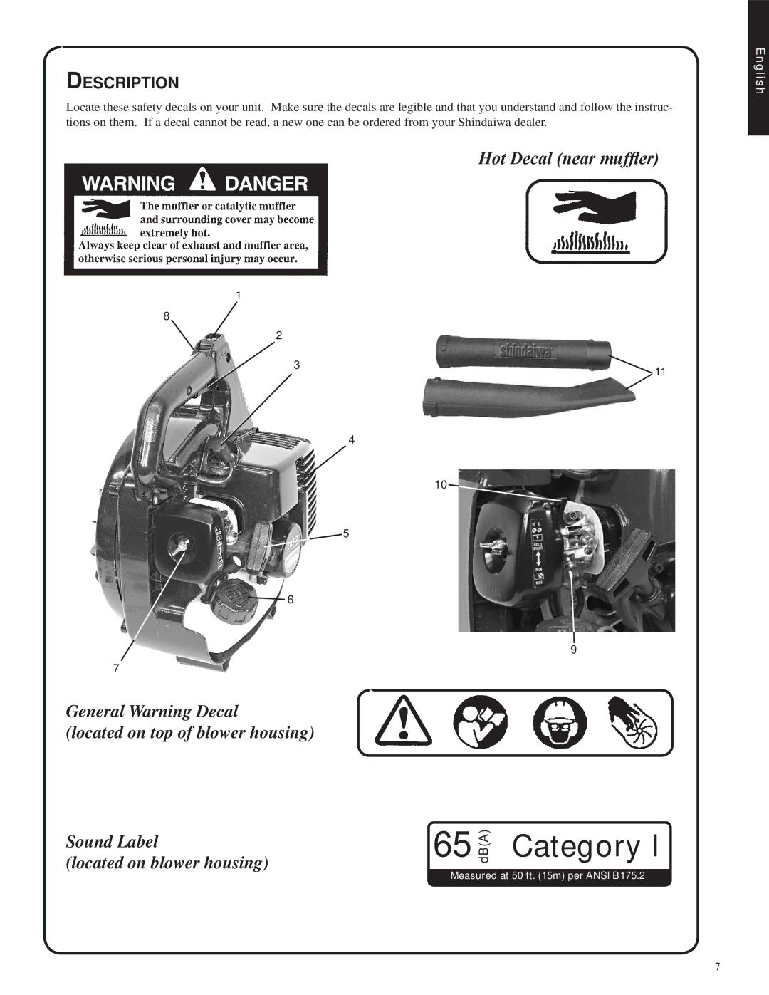 Shindaiwa 82051, EB212 manual Sound Label, Description 