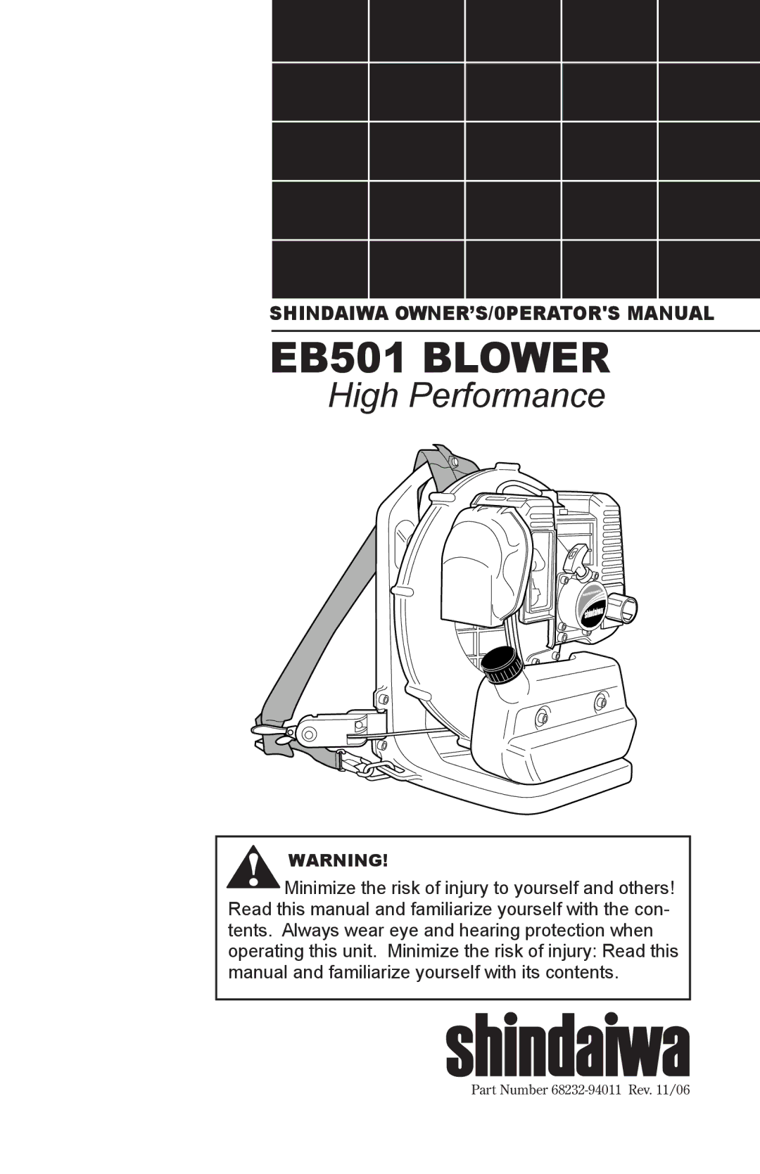 Shindaiwa EB501EPA2, 68232-94011 manual EB501 Blower 