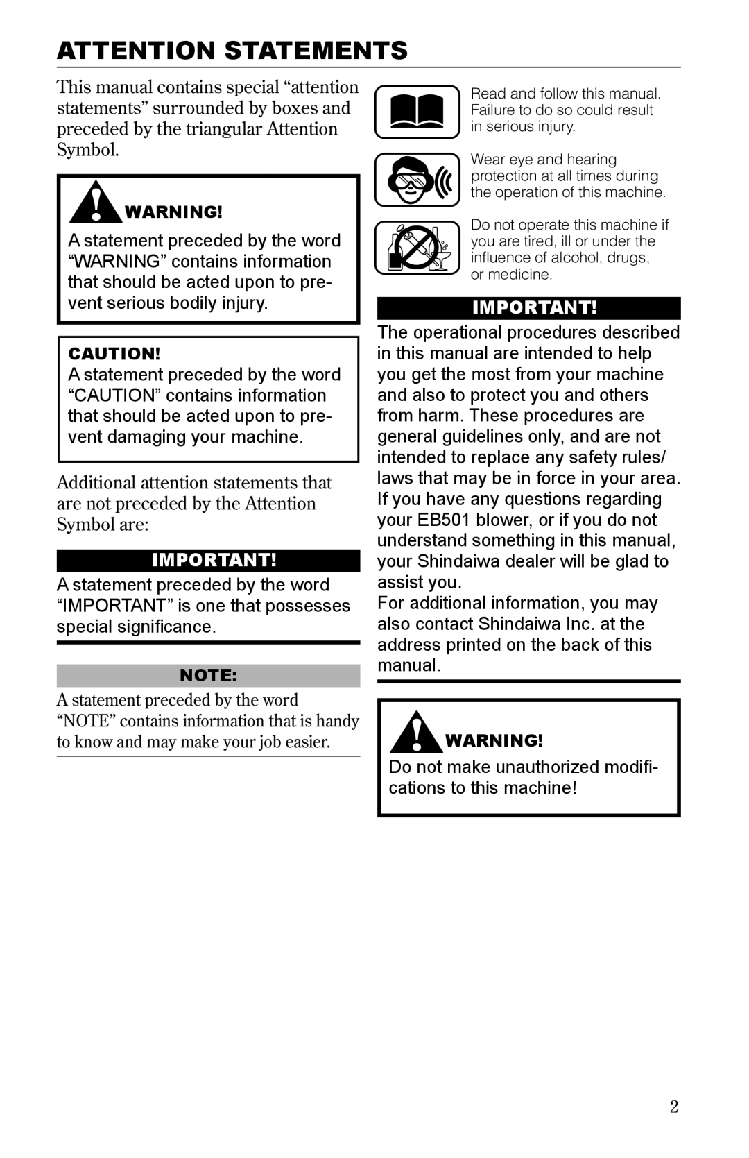 Shindaiwa 68241-94310, EB501/EVC manual 