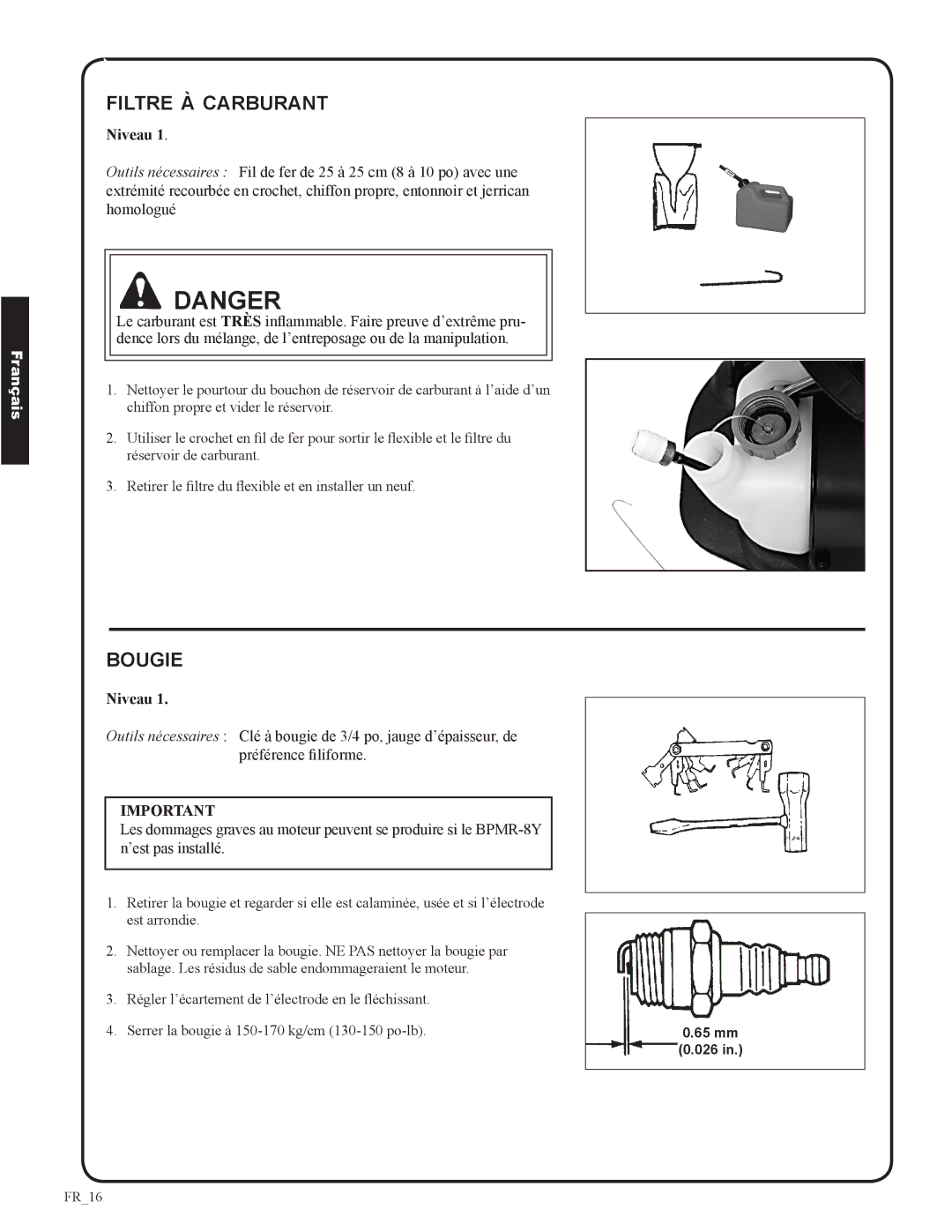 Shindaiwa EB633RT, 82050 manual Filtre à carburant, Bougie 