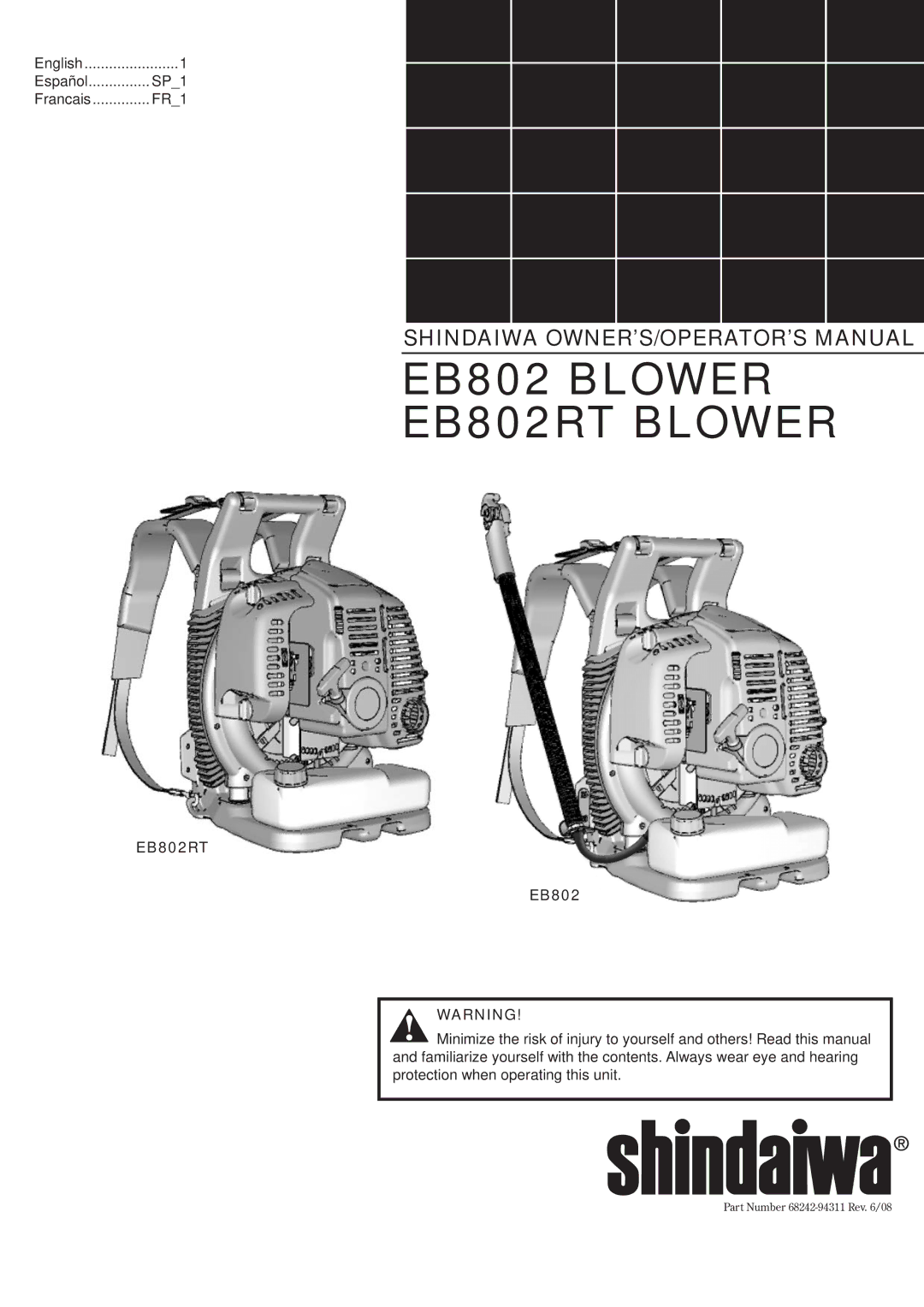 Shindaiwa EB802RT, 68242-94311 manual 