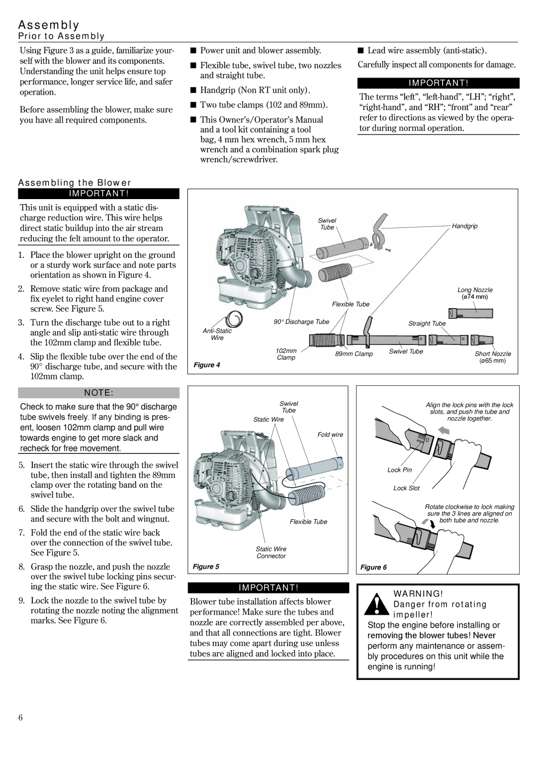 Shindaiwa EB802RT, 68242-94311 manual Prior to Assembly, Assembling the Blower 