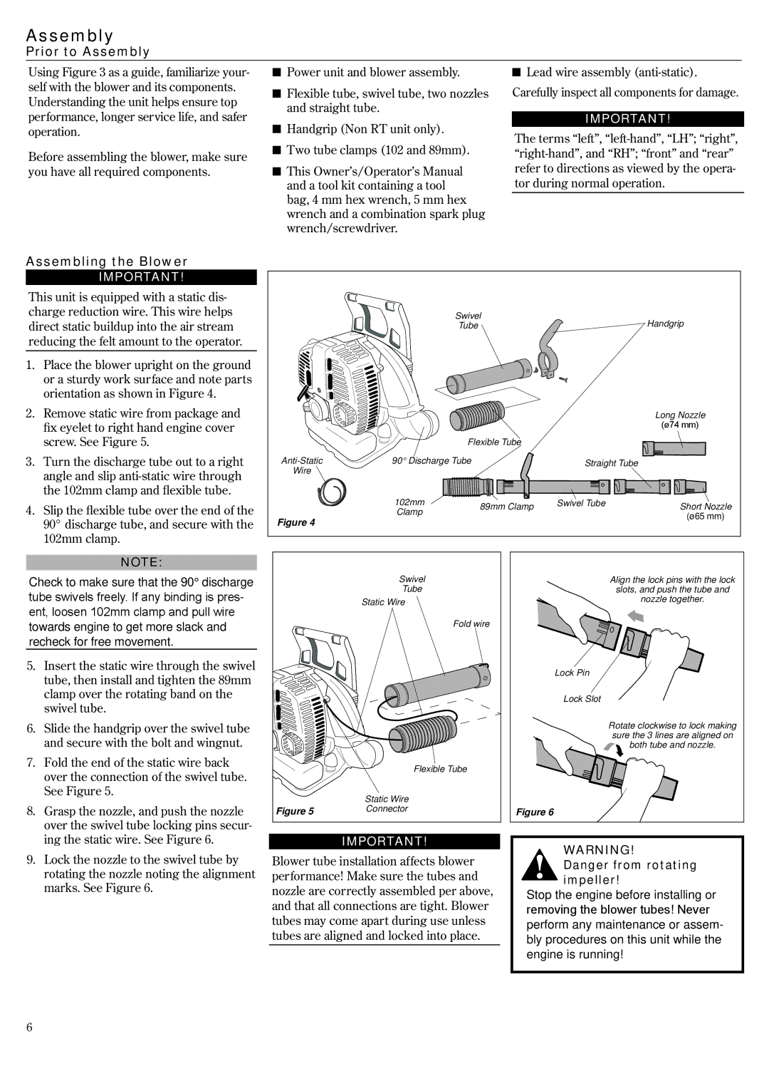 Shindaiwa EB8520RT EVC, 68915-94310 manual Prior to Assembly, Assembling the Blower 