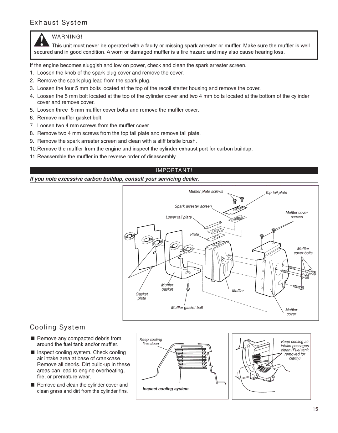 Shindaiwa X7502862800, HT231 manual Exhaust System, Cooling System 