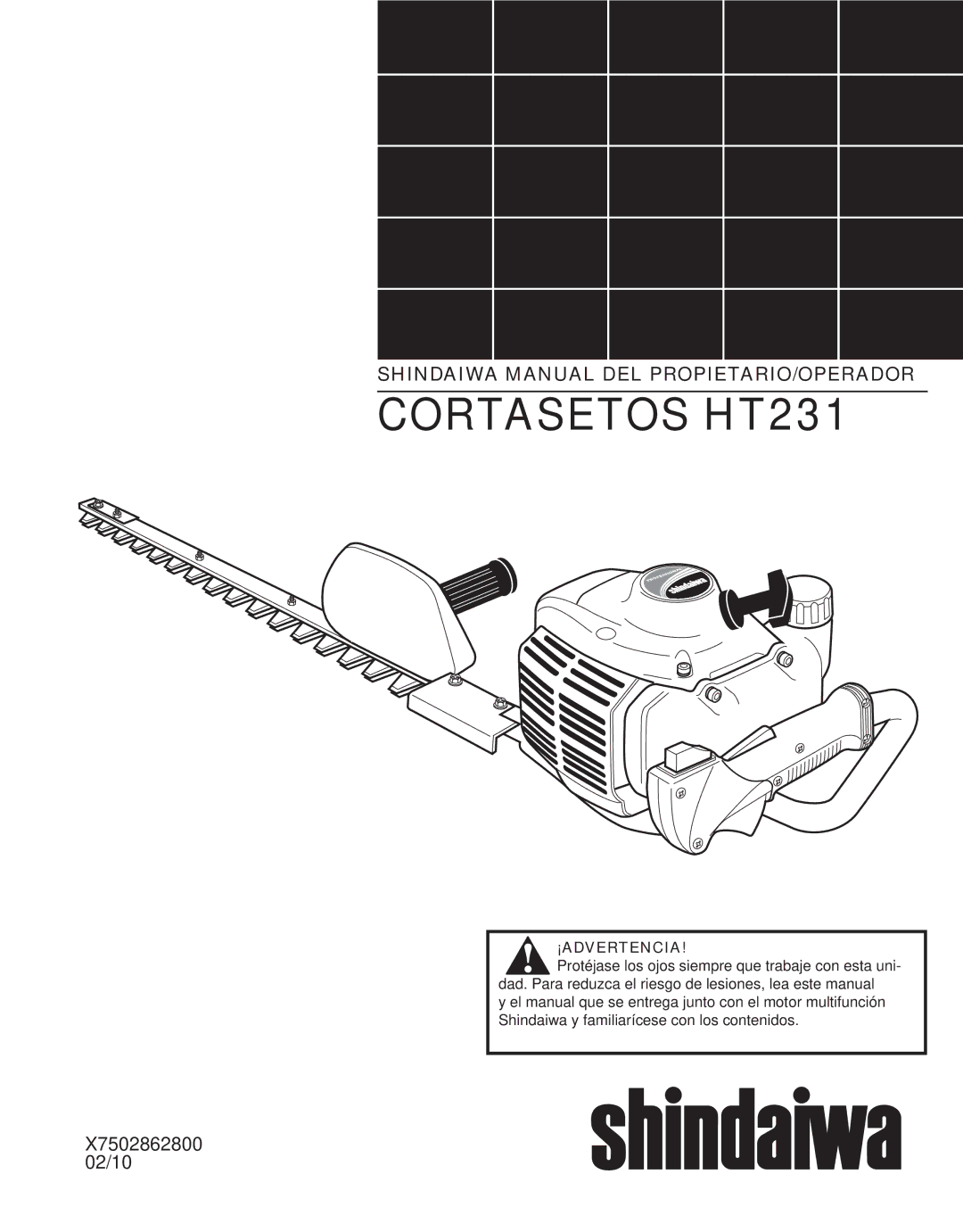 Shindaiwa X7502862800 manual Cortasetos HT231 