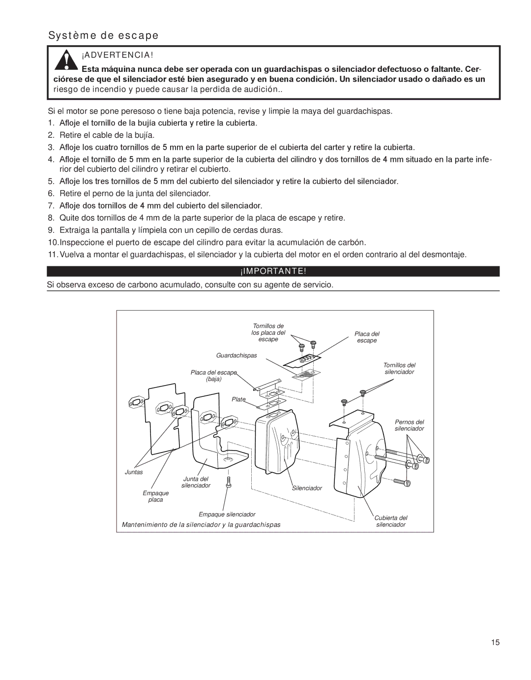 Shindaiwa X7502862800, HT231 manual Système de escape 