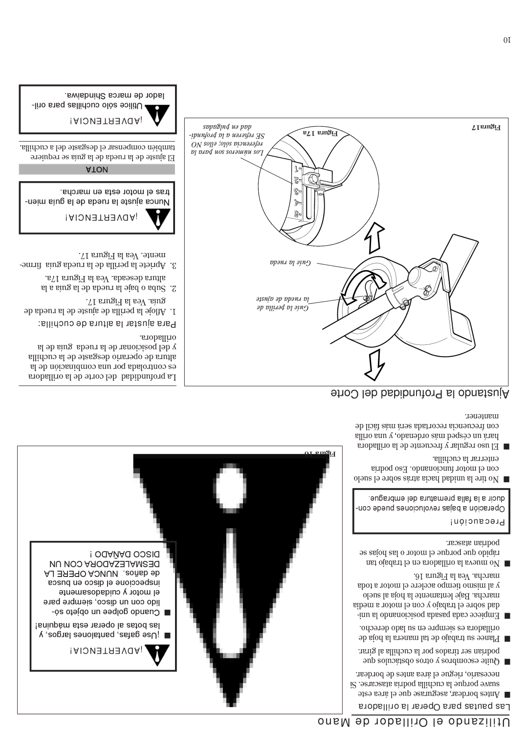 Shindaiwa 81532, LE242 manual Corte del Profundidad la Ajustando, Mano de Orillador el Utilizando 