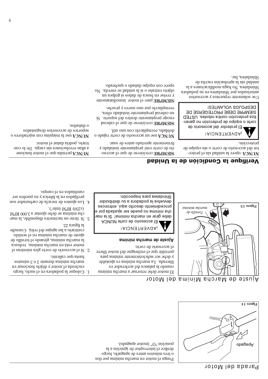 Shindaiwa LE242, 81532 Unidad la de Condición la Verifique, Motor del Mínima Marcha de Ajuste, Motor del Parada, Apagado 