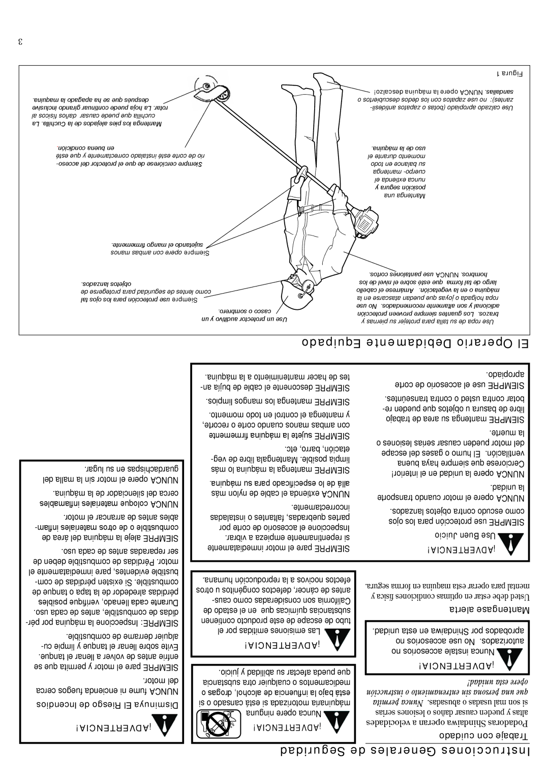 Shindaiwa LE2510, 81719 manual Equipado Debidamente Operario El, Seguridad de Generales Instrucciones, Alerta Mantengase 