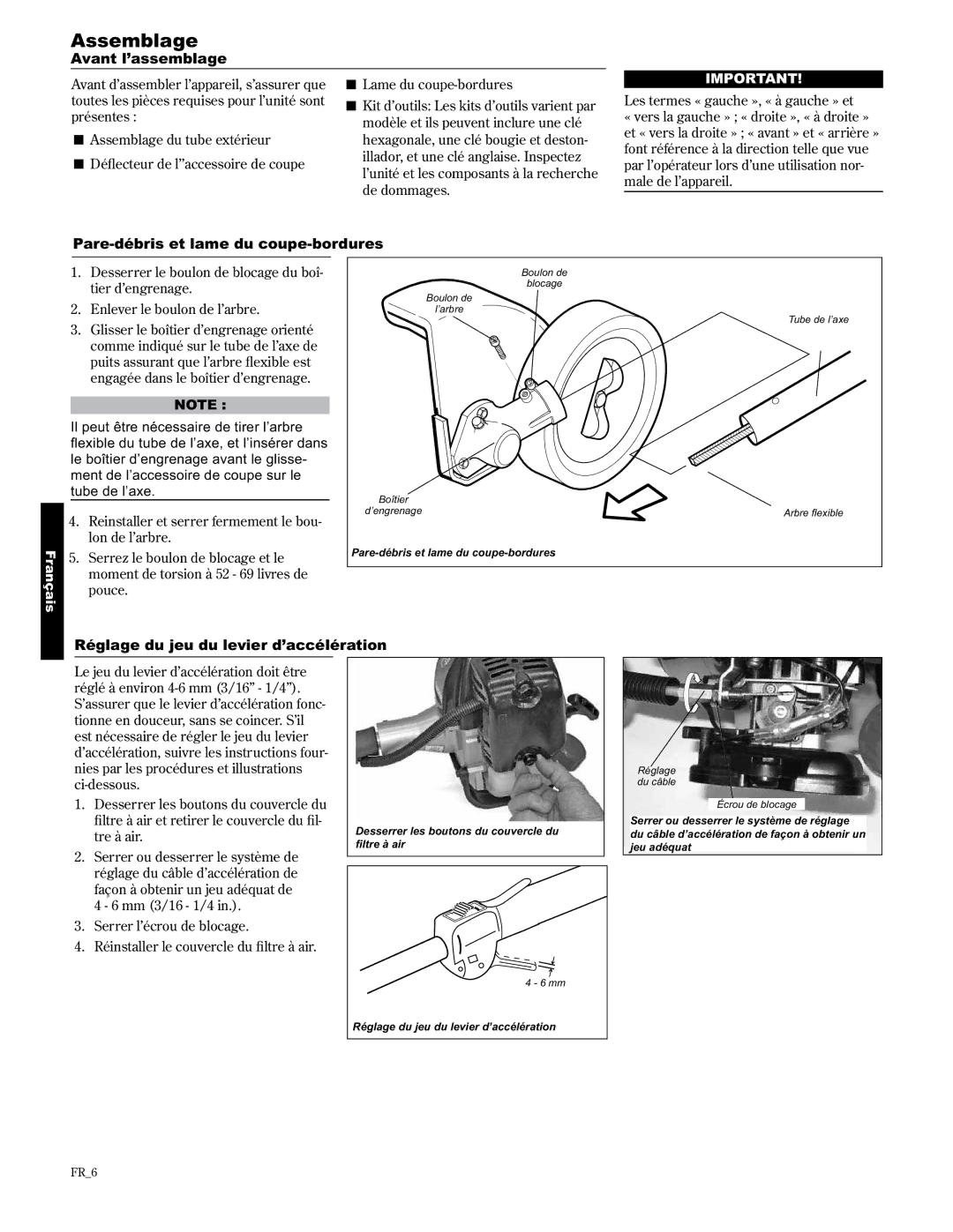 Shindaiwa LE2510/EVC, 89307 manual Assemblage, Avant l’assemblage, Pare-débris et lame du coupe-bordures 