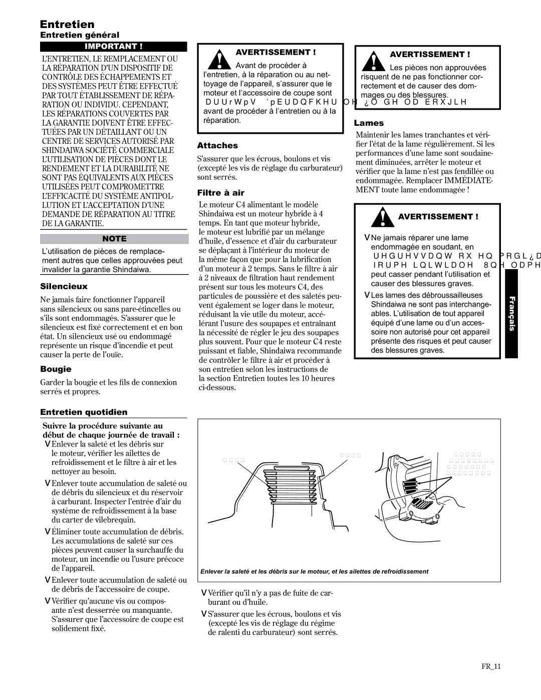 Shindaiwa 89307, LE2510/EVC manual Entretien 