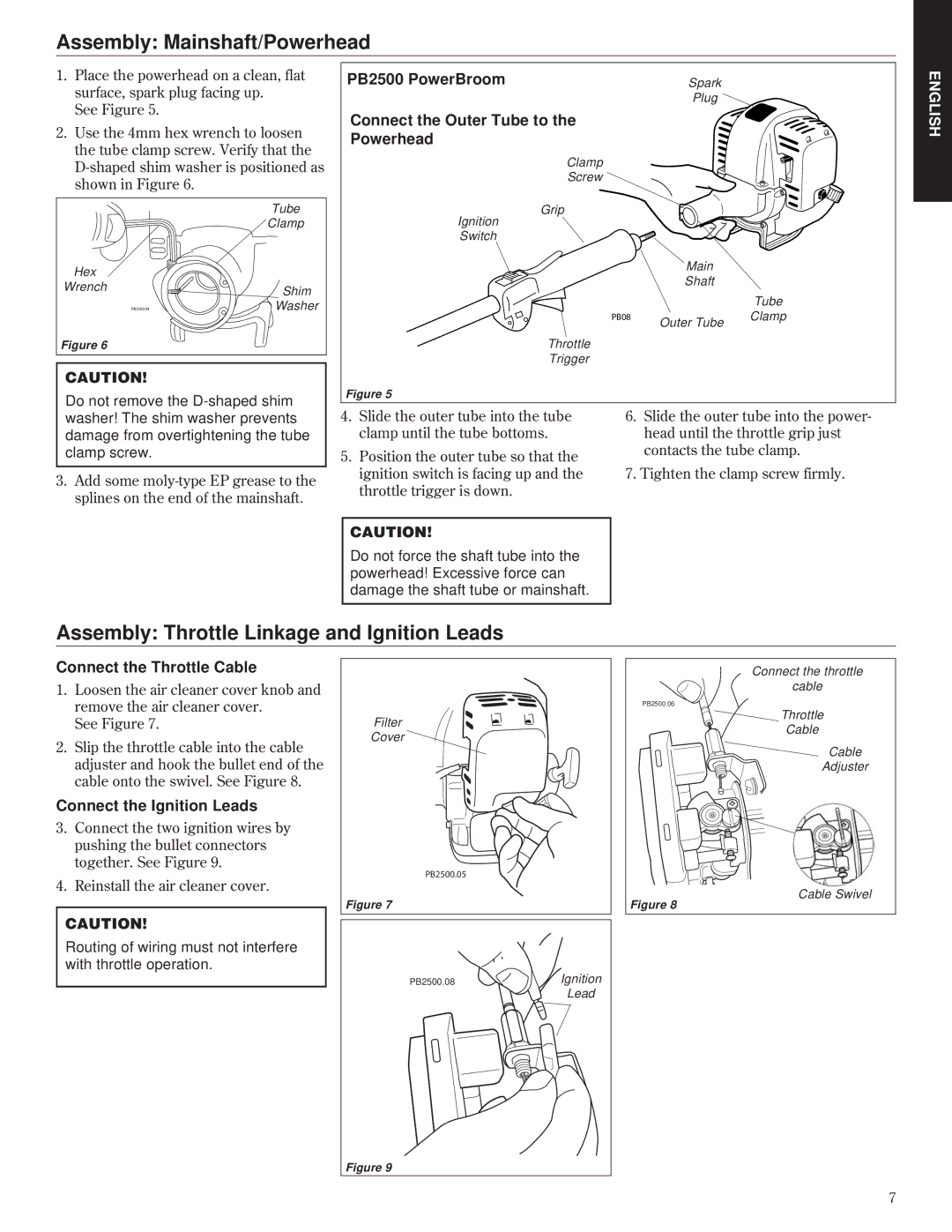 Shindaiwa 80732 Assembly Mainshaft/Powerhead, Assembly Throttle Linkage and Ignition Leads, Connect the Throttle Cable 