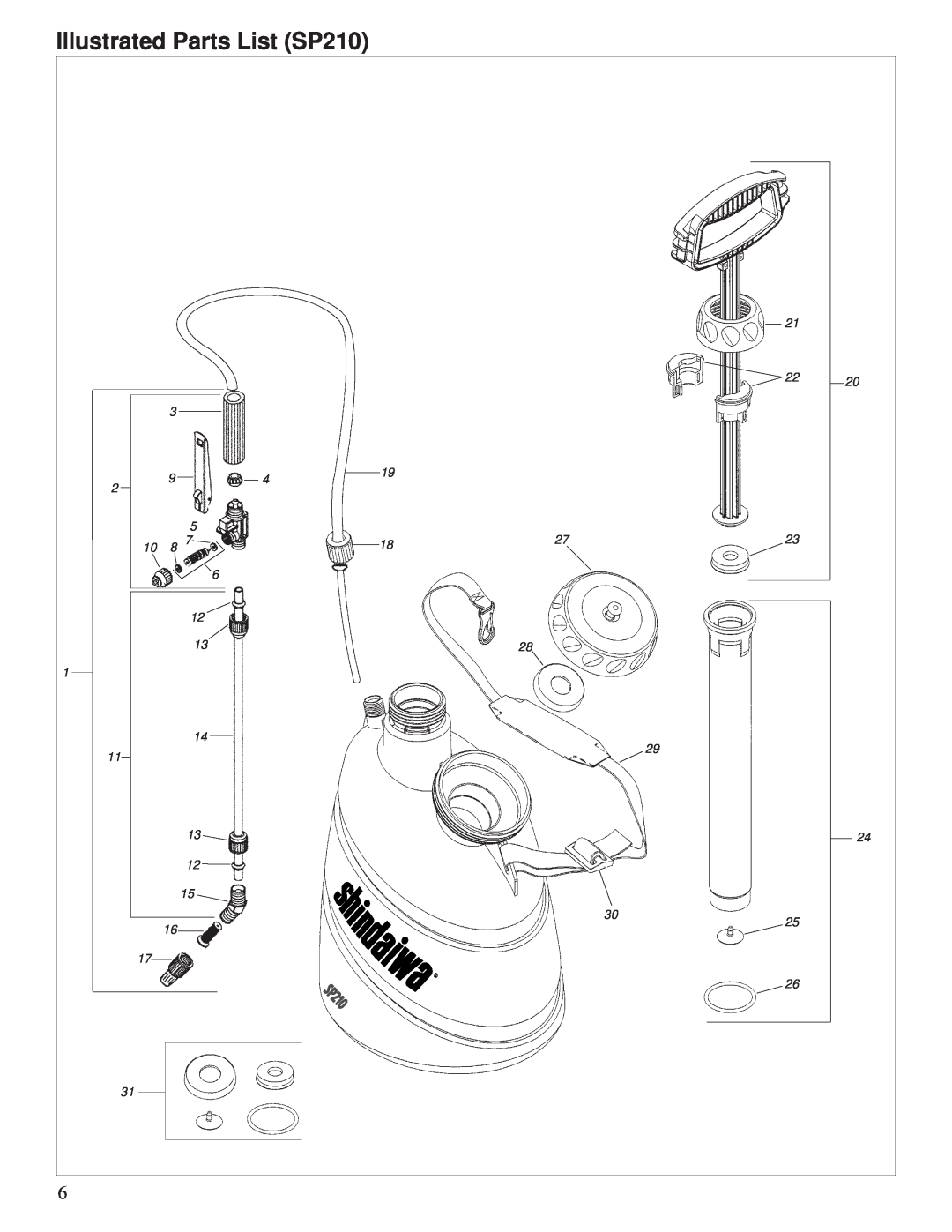 Shindaiwa 80555 manual Illustrated Parts List SP210 
